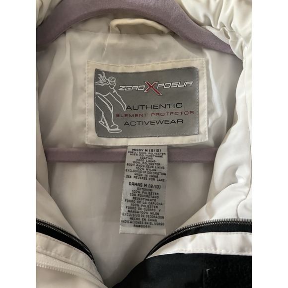 ZEROXPOSUR Women's 8/10 White Winter Jacket Plush Ski Snow Coat Activewear - Picture 2 of 6